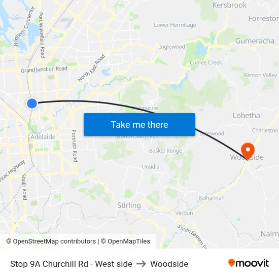 Stop 9A Churchill Rd - West side to Woodside map