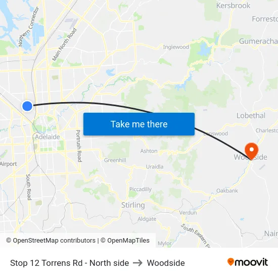 Stop 12 Torrens Rd - North side to Woodside map
