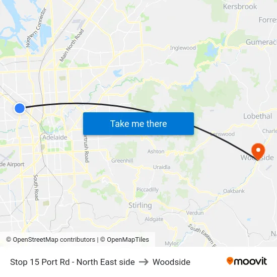 Stop 15 Port Rd - North East side to Woodside map