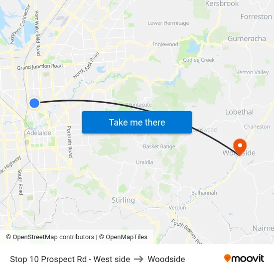Stop 10 Prospect Rd - West side to Woodside map