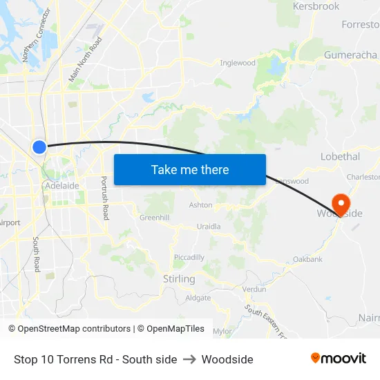 Stop 10 Torrens Rd - South side to Woodside map