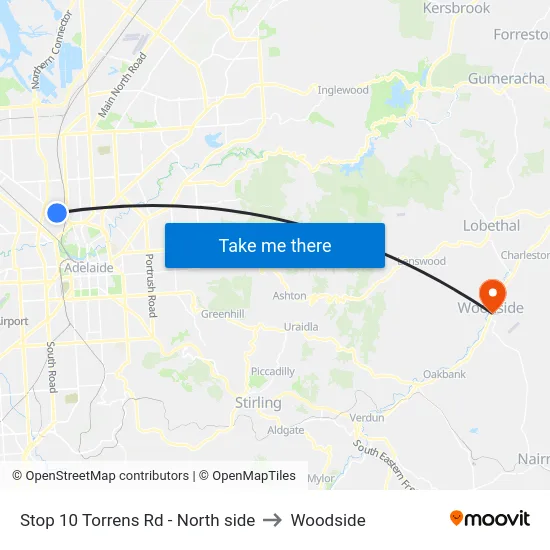 Stop 10 Torrens Rd - North side to Woodside map