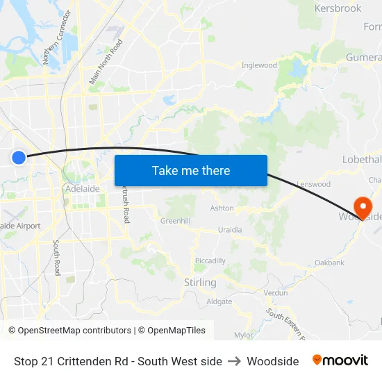 Stop 21 Crittenden Rd - South West side to Woodside map