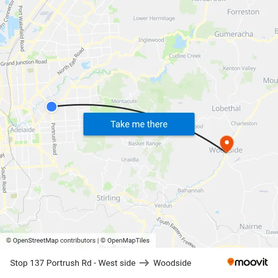 Stop 137 Portrush Rd - West side to Woodside map