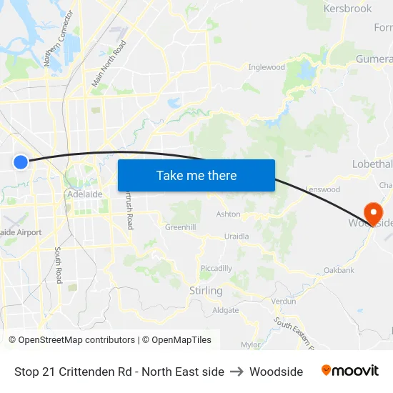 Stop 21 Crittenden Rd - North East side to Woodside map