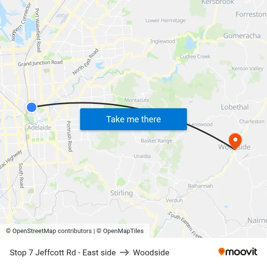 Stop 7 Jeffcott Rd - East side to Woodside map