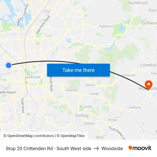 Stop 20 Crittenden Rd - South West side to Woodside map
