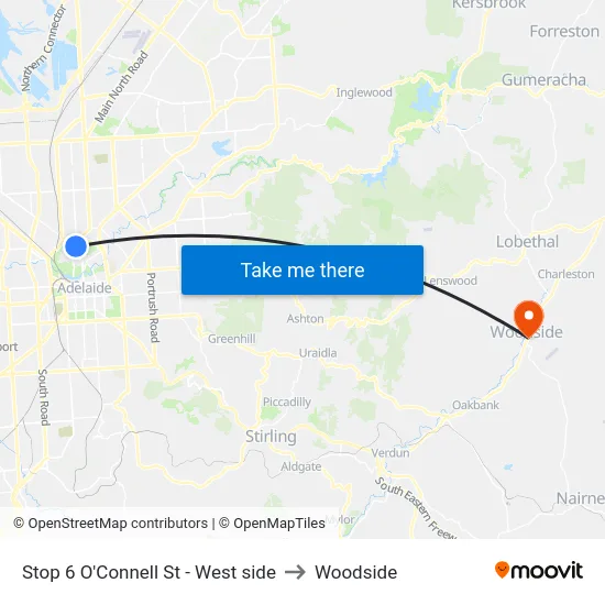 Stop 6 O'Connell St - West side to Woodside map