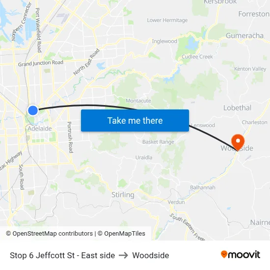 Stop 6 Jeffcott St - East side to Woodside map