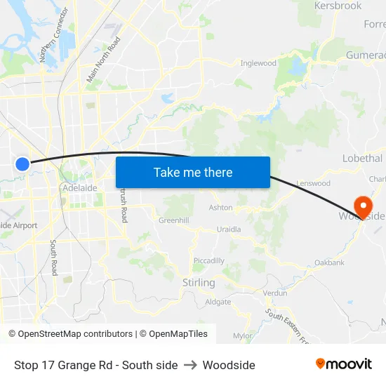 Stop 17 Grange Rd - South side to Woodside map
