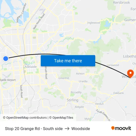 Stop 20 Grange Rd - South side to Woodside map