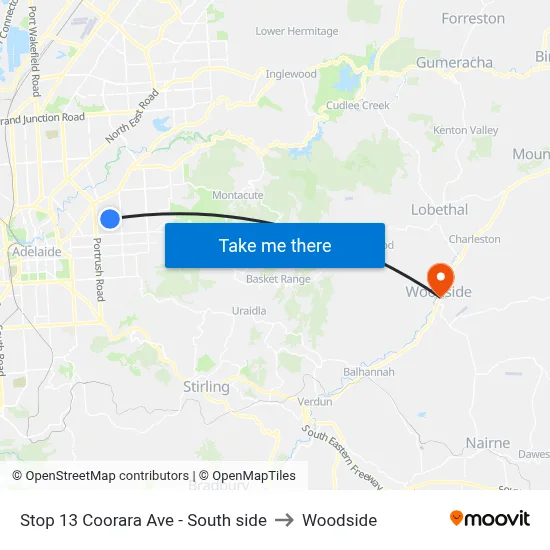 Stop 13 Coorara Ave - South side to Woodside map