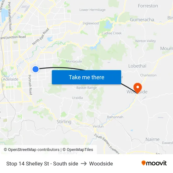 Stop 14 Shelley St - South side to Woodside map