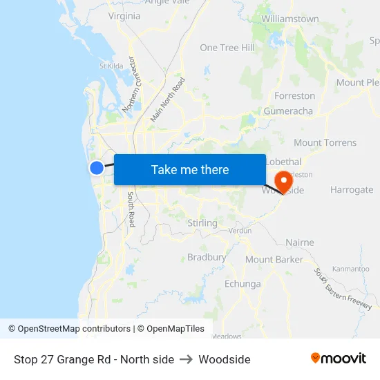 Stop 27 Grange Rd - North side to Woodside map