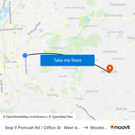 Stop 9 Portrush Rd / Clifton St - West side to Woodside map