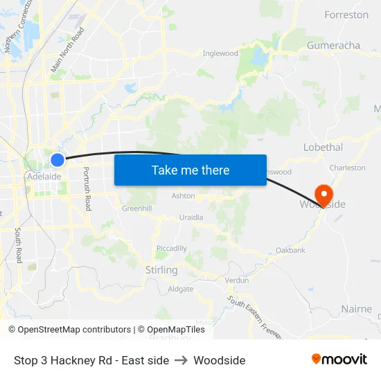 Stop 3 Hackney Rd - East side to Woodside map