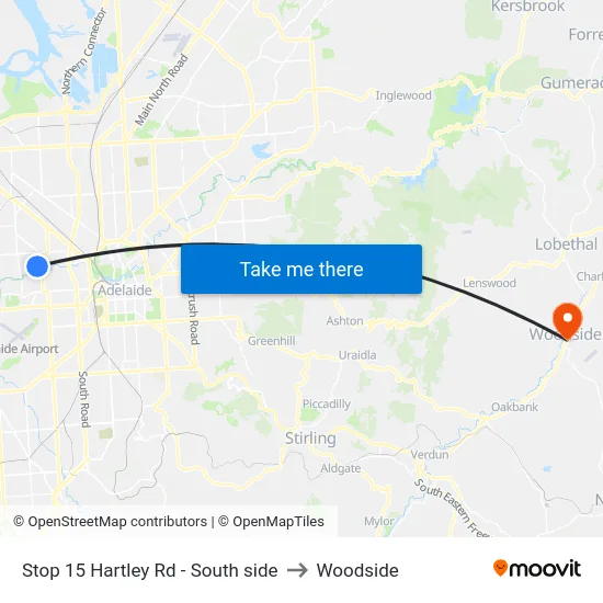 Stop 15 Hartley Rd - South side to Woodside map