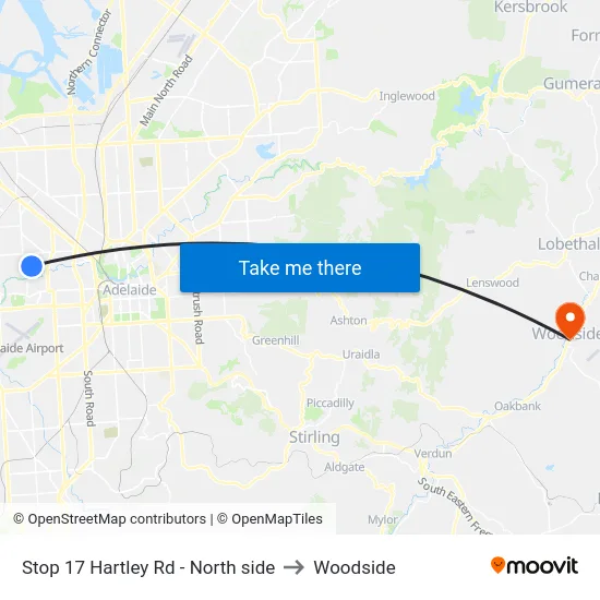 Stop 17 Hartley Rd - North side to Woodside map