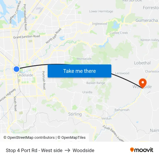 Stop 4 Port Rd - West side to Woodside map