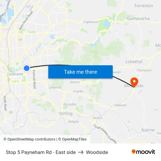Stop 5 Payneham Rd - East side to Woodside map