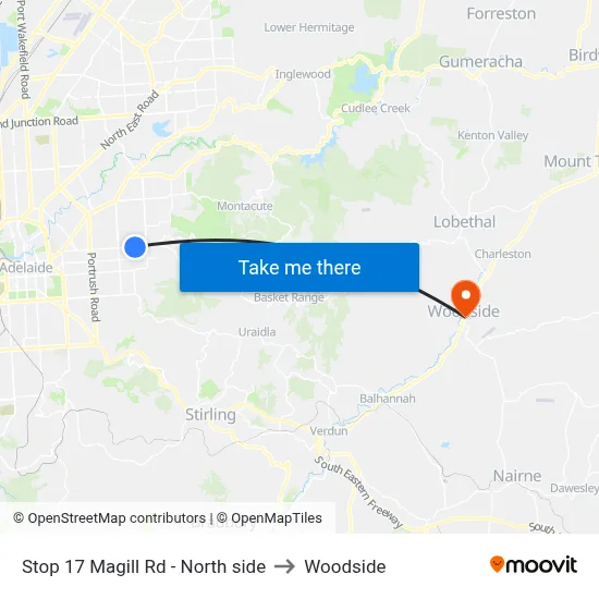Stop 17 Magill Rd - North side to Woodside map
