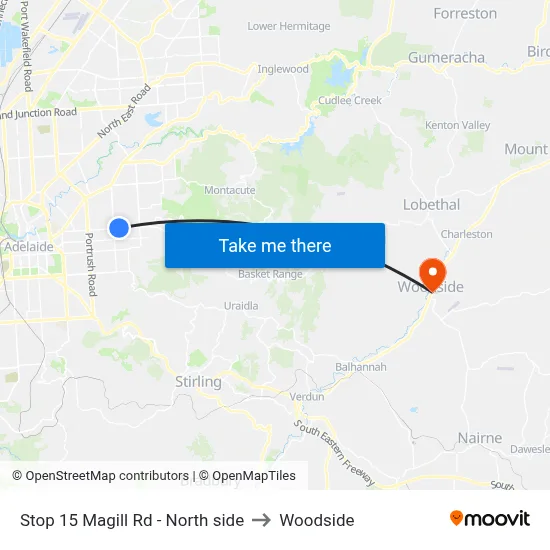 Stop 15 Magill Rd - North side to Woodside map