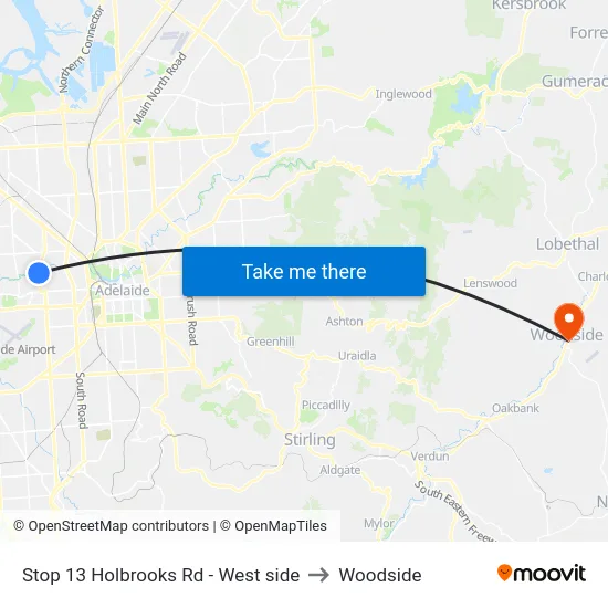 Stop 13 Holbrooks Rd - West side to Woodside map