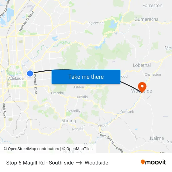 Stop 6 Magill Rd - South side to Woodside map