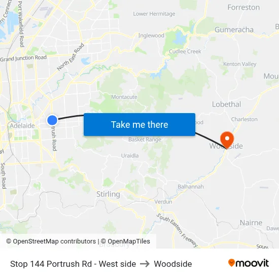 Stop 144 Portrush Rd - West side to Woodside map