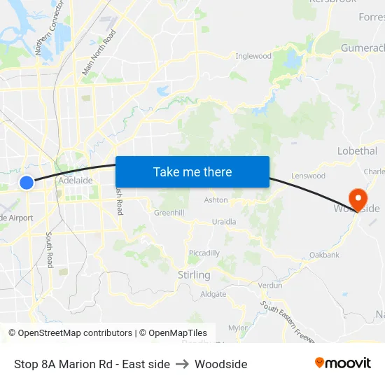 Stop 8A Marion Rd - East side to Woodside map