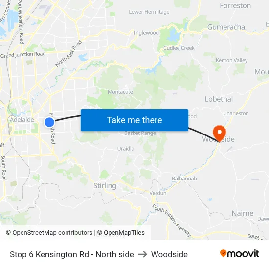 Stop 6 Kensington Rd - North side to Woodside map