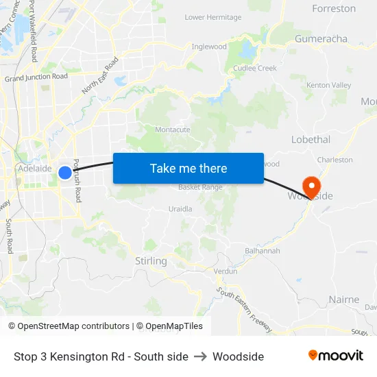 Stop 3 Kensington Rd - South side to Woodside map