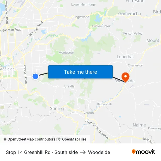 Stop 14 Greenhill Rd - South side to Woodside map