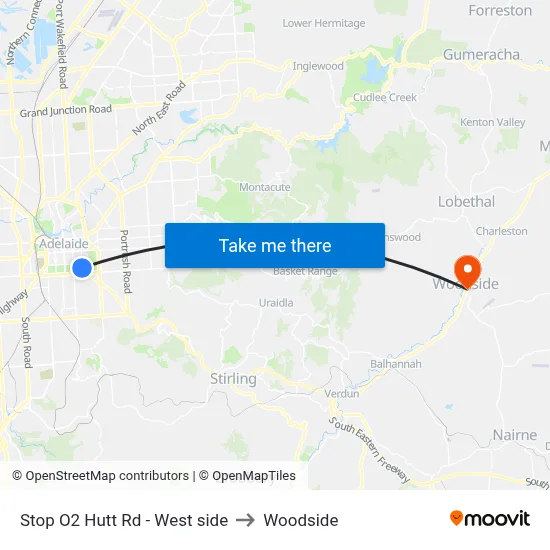 Stop O2 Hutt Rd - West side to Woodside map