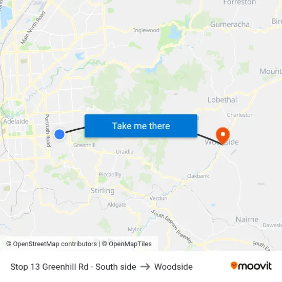 Stop 13 Greenhill Rd - South side to Woodside map