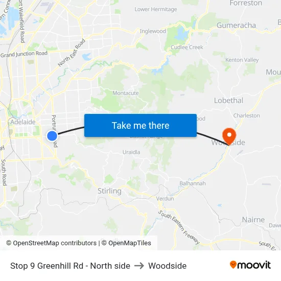 Stop 9 Greenhill Rd - North side to Woodside map