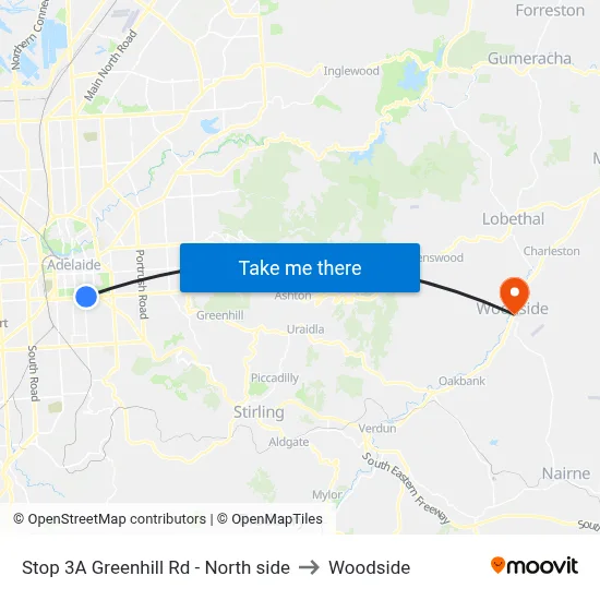 Stop 3A Greenhill Rd - North side to Woodside map