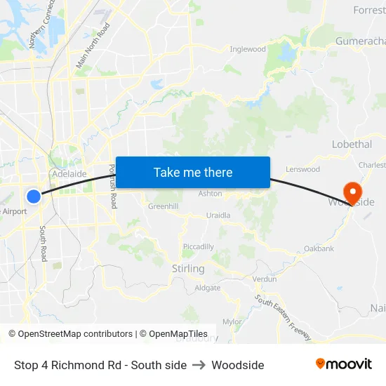 Stop 4 Richmond Rd - South side to Woodside map
