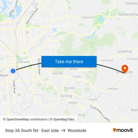 Stop 3A South Rd - East side to Woodside map