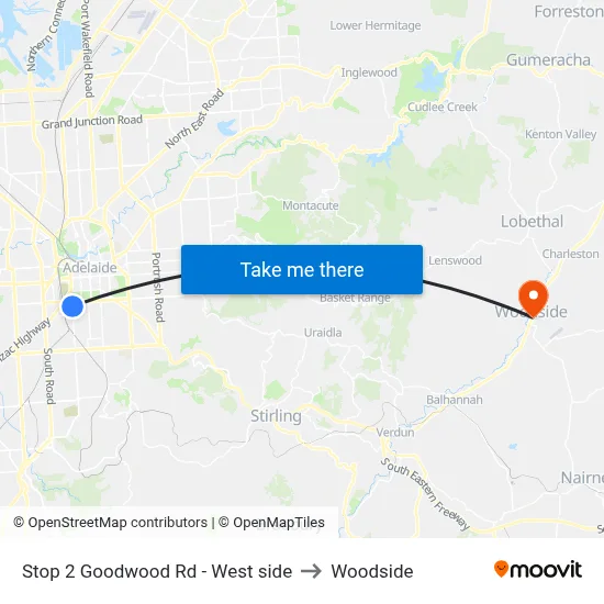 Stop 2 Goodwood Rd - West side to Woodside map