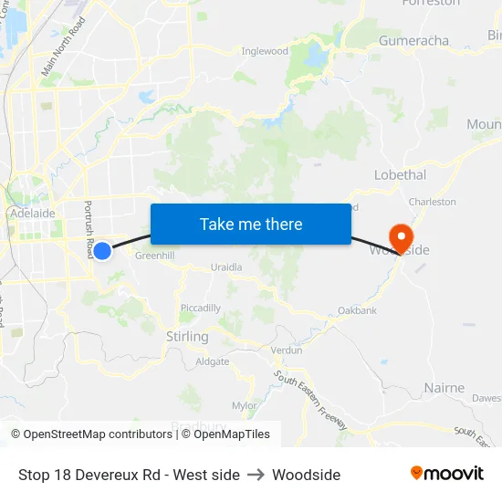 Stop 18 Devereux Rd - West side to Woodside map