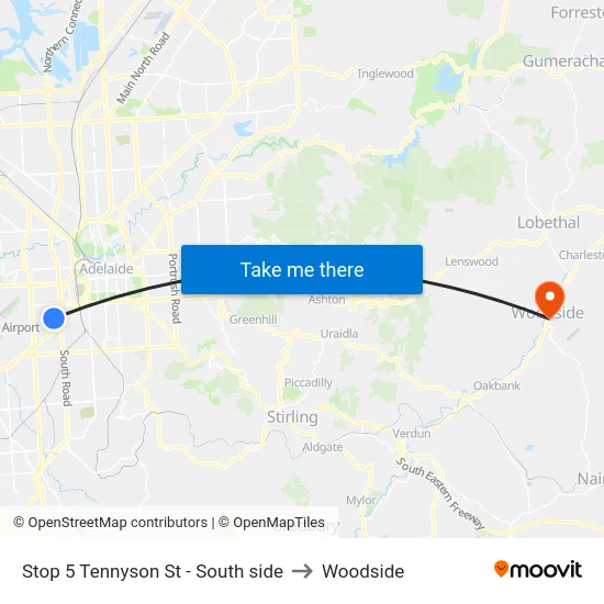 Stop 5 Tennyson St - South side to Woodside map