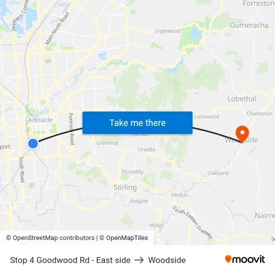Stop 4 Goodwood Rd - East side to Woodside map