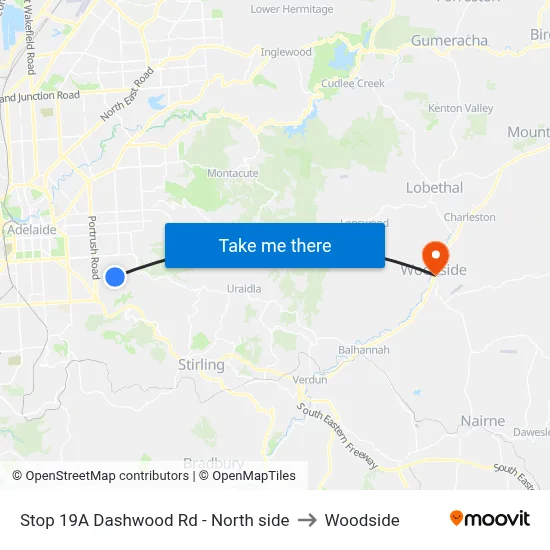 Stop 19A Dashwood Rd - North side to Woodside map