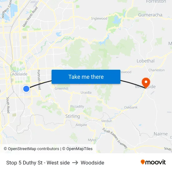 Stop 5 Duthy St - West side to Woodside map
