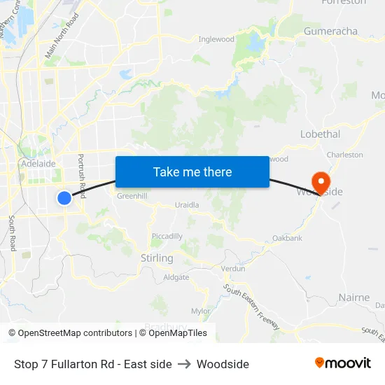 Stop 7 Fullarton Rd - East side to Woodside map