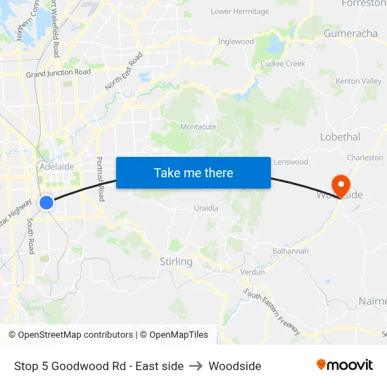 Stop 5 Goodwood Rd - East side to Woodside map