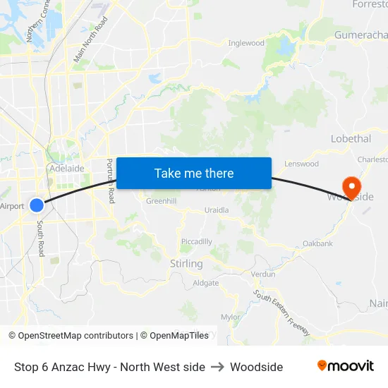 Stop 6 Anzac Hwy - North West side to Woodside map