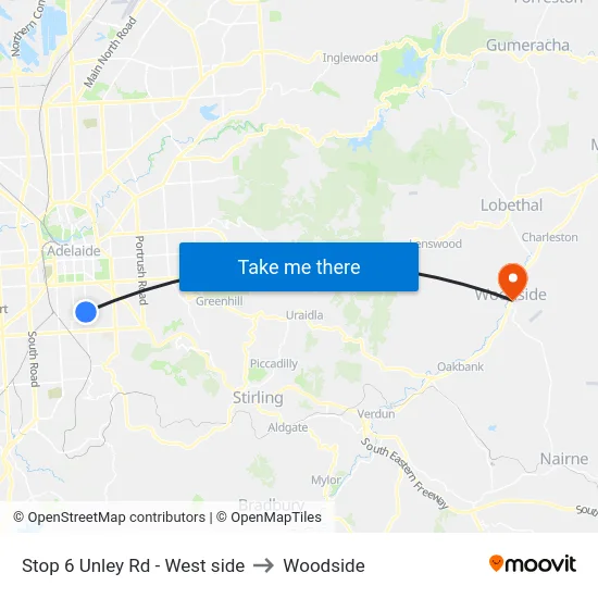 Stop 6 Unley Rd - West side to Woodside map