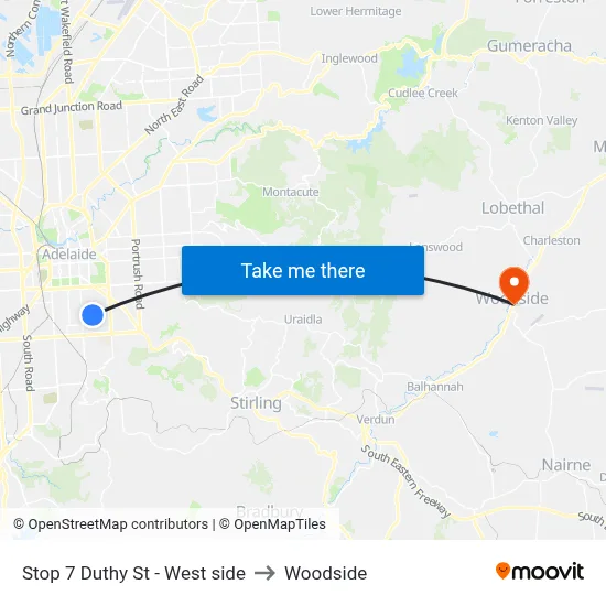 Stop 7 Duthy St - West side to Woodside map
